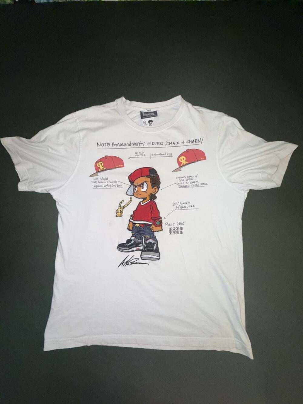 The Boondocks Riley Freeman Blueprints Graphic Embroidered T-Shirt